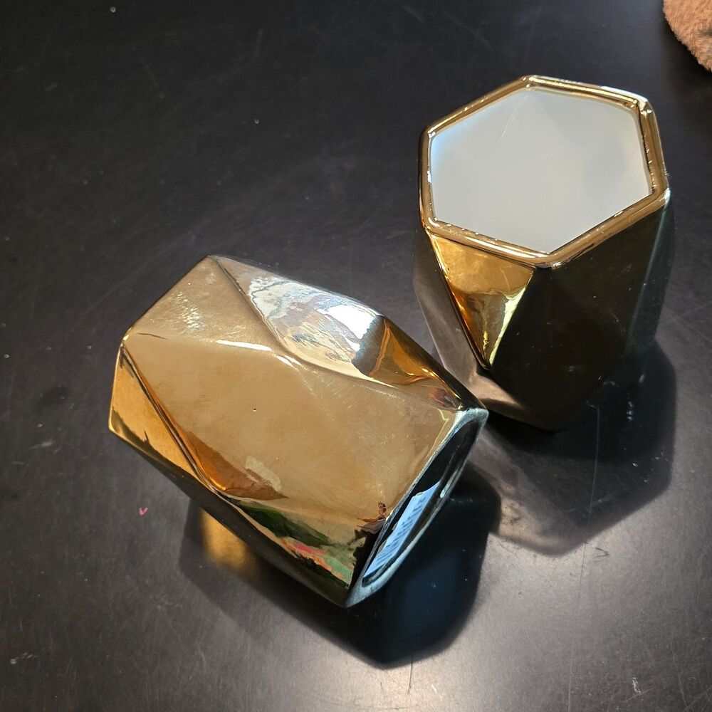 2 Geometric vase planter ceramic shiny gold home decor hobby lobby